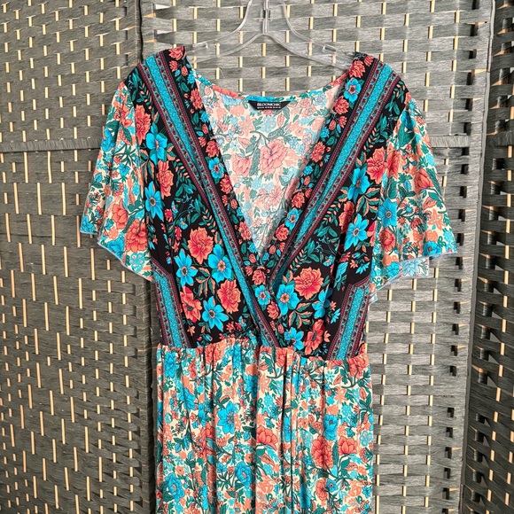 BloomChic Teal and Red Floral Maxi Dress - Picture 6 of 10